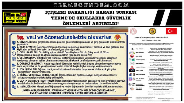 İçişleri Bakanlığı Kararı Sonrası Terme’de Okullarda Güvenlik Önlemleri Artırıldı!